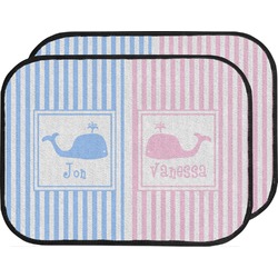 Striped w/ Whales Car Floor Mats (Back Seat) (Personalized)