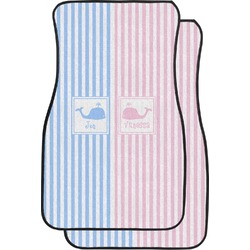 Striped w/ Whales Car Floor Mats (Front Seat) (Personalized)