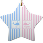 Striped w/ Whales Star Ceramic Ornament w/ Multiple Names