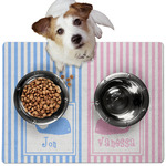 Striped w/ Whales Dog Food Mat - Medium w/ Multiple Names