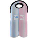 Striped w/ Whales Wine Tote Bag (2 Bottles) (Personalized)