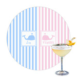 Striped w/ Whales Printed Drink Topper - 3.25" (Personalized)