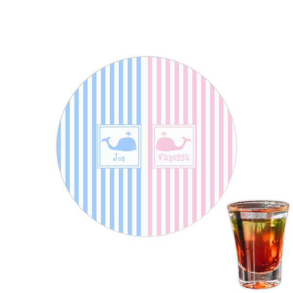 Custom Striped w/ Whales Printed Drink Topper - 1.5" (Personalized)