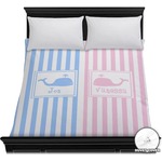 Striped w/ Whales Duvet Cover - Full / Queen (Personalized)