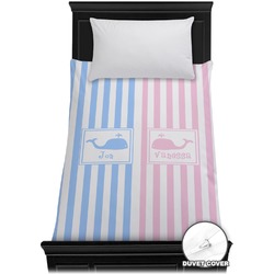 Striped w/ Whales Duvet Cover - Twin (Personalized)