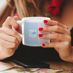 Striped w/ Whales Double Shot Espresso Cup - Single (Personalized)
