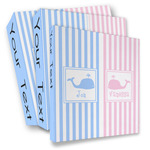 Striped w/ Whales 3 Ring Binder - Full Wrap (Personalized)