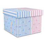 Striped w/ Whales Gift Box with Lid - Canvas Wrapped - Large (Personalized)