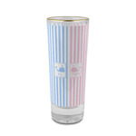 Striped w/ Whales 2 oz Shot Glass - Glass with Gold Rim (Personalized)