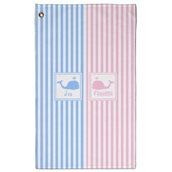 Striped w/ Whales Golf Towel - Poly-Cotton Blend w/ Multiple Names