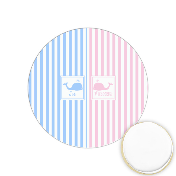 Custom Striped w/ Whales Printed Cookie Topper - 1.25" (Personalized)