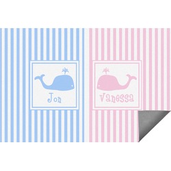 Striped w/ Whales Indoor / Outdoor Rug (Personalized)