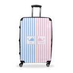 Striped w/ Whales Suitcase - 28" Large - Checked w/ Multiple Names