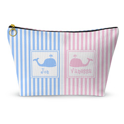 Striped w/ Whales Makeup Bag - Large - 12.5"x7" (Personalized)