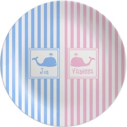 Striped w/ Whales Melamine Plate (Personalized)