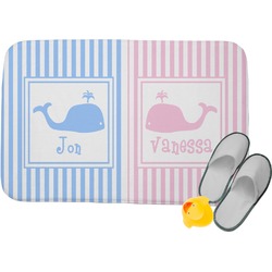 Striped w/ Whales Memory Foam Bath Mat (Personalized)