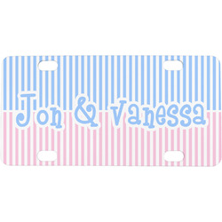 Striped w/ Whales Mini/Bicycle License Plate (Personalized)