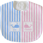 Striped w/ Whales Velour Baby Bib w/ Multiple Names