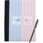 Striped w/ Whales Notebook Padfolio - Large w/ Multiple Names