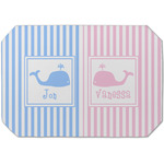 Striped w/ Whales Dining Table Mat - Octagon (Single-Sided) w/ Multiple Names