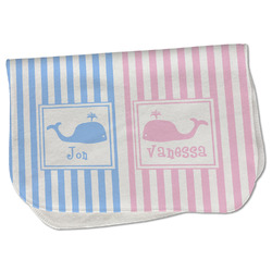 Striped w/ Whales Burp Cloth - Fleece w/ Multiple Names