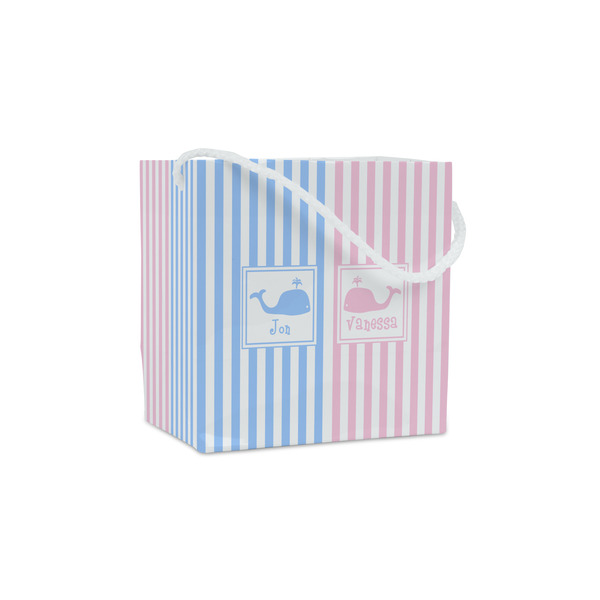 Custom Striped w/ Whales Party Favor Gift Bags - Matte (Personalized)