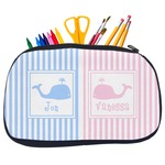 Striped w/ Whales Neoprene Pencil Case - Medium w/ Multiple Names