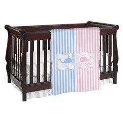 Striped w/ Whales Baby Blanket (Double Sided) (Personalized)