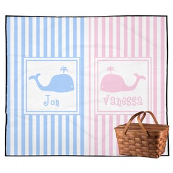 Striped w/ Whales Outdoor Picnic Blanket (Personalized)
