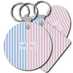 Striped w/ Whales Plastic Keychain (Personalized)