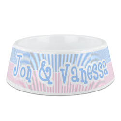 Striped w/ Whales Plastic Dog Bowl (Personalized)