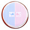 Striped w/ Whales Printed Icing Circle - Large - On Cookie