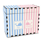 Striped w/ Whales Wood Recipe Box - Full Color Print (Personalized)