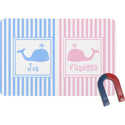 Striped w/ Whales Rectangular Fridge Magnet (Personalized)