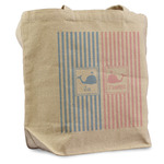 Striped w/ Whales Reusable Cotton Grocery Bag (Personalized)