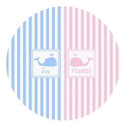 Striped w/ Whales Round Decal (Personalized)