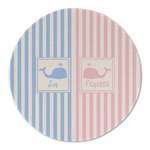 Striped w/ Whales Round Linen Placemat - Single Sided (Personalized)