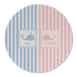 Striped w/ Whales Round Linen Placemat - Single Sided (Personalized)