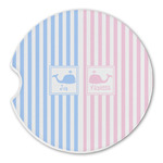 Striped w/ Whales Sandstone Car Coaster - Single (Personalized)