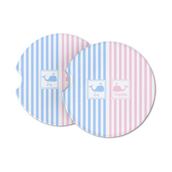 Striped w/ Whales Sandstone Car Coasters - Set of 2 (Personalized)