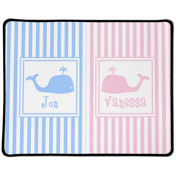 Custom Striped w/ Whales Large Gaming Mouse Pad - 12.5" x 10" (Personalized)