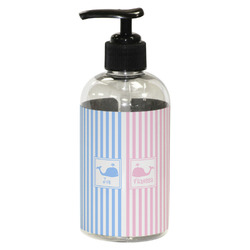 Striped w/ Whales Plastic Soap / Lotion Dispenser (8 oz - Small - Black) (Personalized)