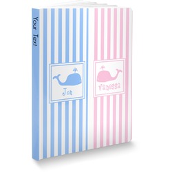 Striped w/ Whales Softbound Notebook - 5.75" x 8" (Personalized)