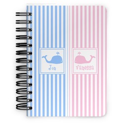 Striped w/ Whales Spiral Notebook - 5x7 w/ Multiple Names