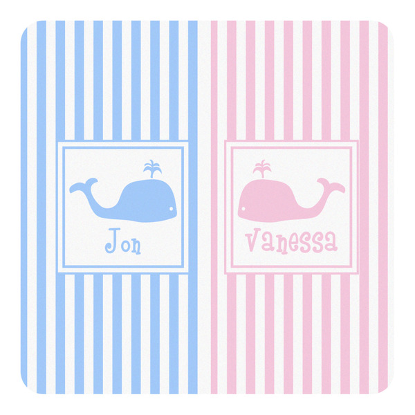 Custom Striped w/ Whales Square Decal (Personalized)