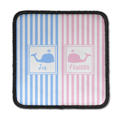 Striped w/ Whales Iron On Square Patch w/ Multiple Names