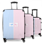 Striped w/ Whales 3 Piece Luggage Set - 20" Carry On, 24" Medium Checked, 28" Large Checked (Personalized)