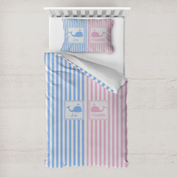 Striped w/ Whales Toddler Bedding Set - With Pillowcase (Personalized)