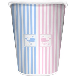 Striped w/ Whales Waste Basket (Personalized)