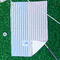 Striped w/ Whales Waffle Weave Golf Towel - In Context